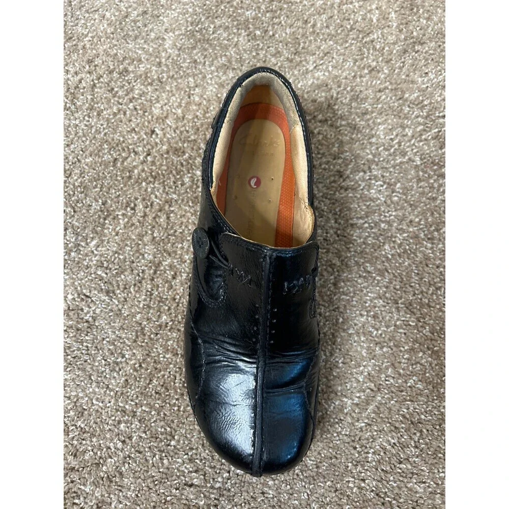 Clarks Artisan Unstructured Womens Un.Loop Loafers Slip On Faux Leather Black 7